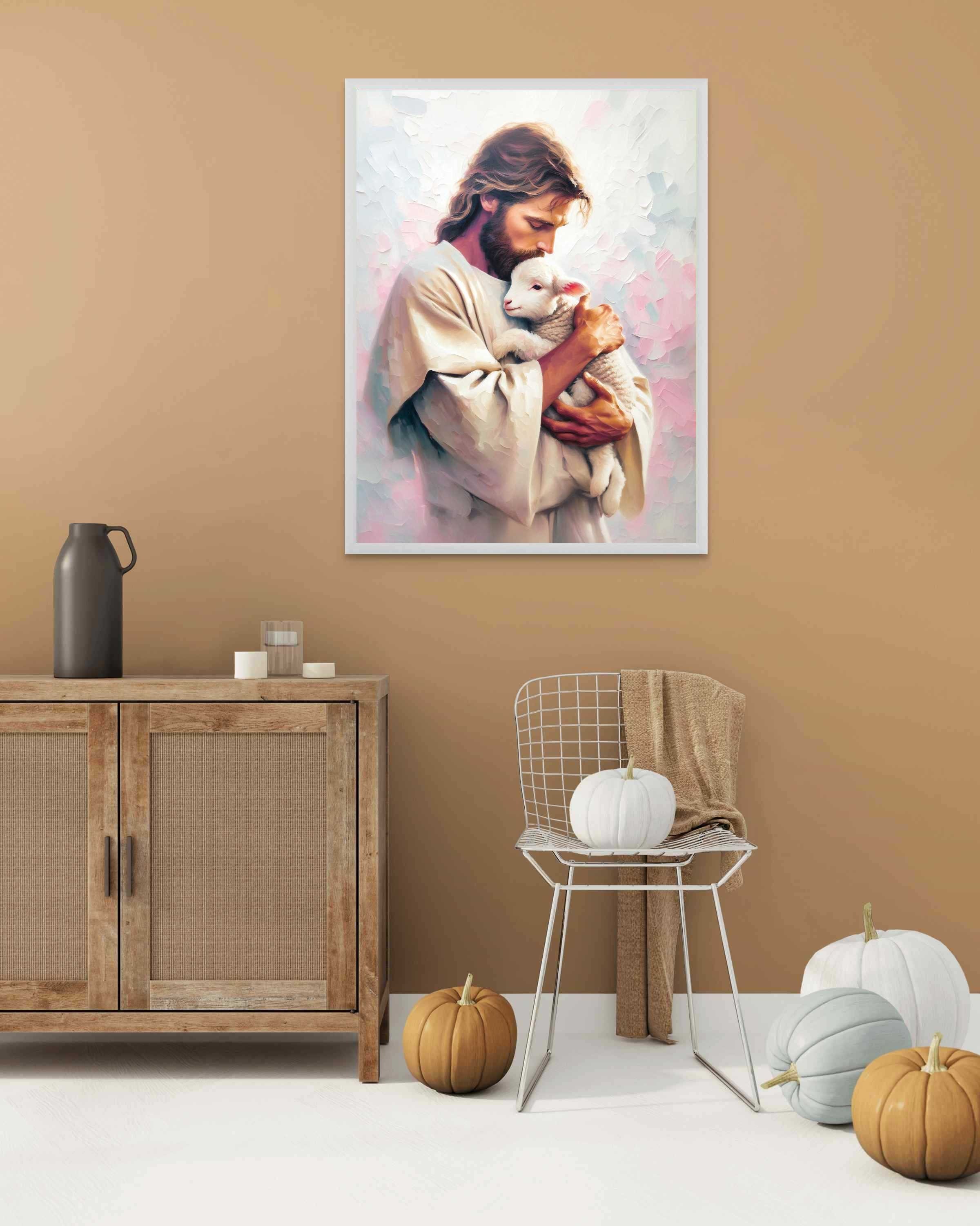 TIDINKFG Stampa artistica da parete con immagine di Gesù Cristo che abbraccia ragazzi e bambini, decorazione artistica da parete per soggiorno e camera da letto, stile cornice, 30 x 45 cm