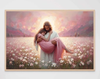 Love and Faith, Christian Art, Jesus Heals a Woman, Jesus Watercolor, LDS Prints, Bible Art, Jesus with Woman, Christian Painting, Jesus Art
