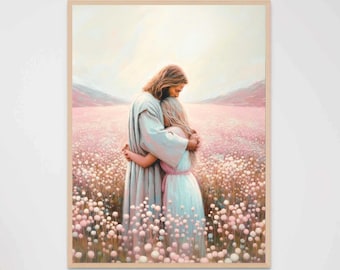 Quiet Faith, Christian Prints, Jesus with Woman Art, Picture of Jesus, Jesus and Girl, Bible Wall Art, Jesus Prints, Jesus Art