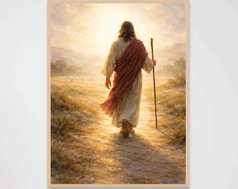 He Leaves the 99, Christian Wall Art, Jesus Leaving the Ninety Nine, Good Shepherd Art, Jesus Painting, Bible Art Print, LDS Art