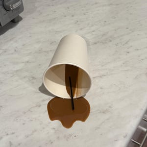 Fake Coffee Spill Cup Prop, Display, Gag