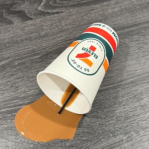 Fake Coffee Spill Cup, Prop, Display, Gag