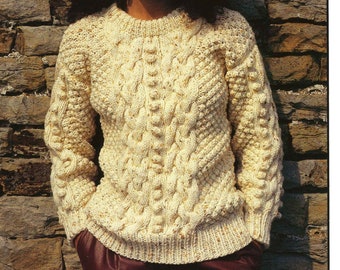 Vintage Ladies Sweater / Jumper, 32"-38" Bust, Chunky, Knitting Pattern, 80s (PDF) Hayfield 2167