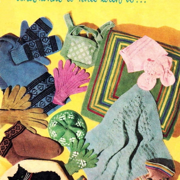 vintage The Odd Ounce, Stash Busting, Chapeaux, Mitaines, Écharpe, Housse de coussin, Tea Cosy, 2ply, 3ply & 4ply Knitting Pattern 40s (PDF) The Odd Ounce