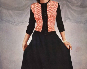 Ladies Cardigan and Skirt, Bust 34", Waist 26", Vintage 50s, 3ply Knitting Pattern, (PDF) Pattern, Golden Eagle 881