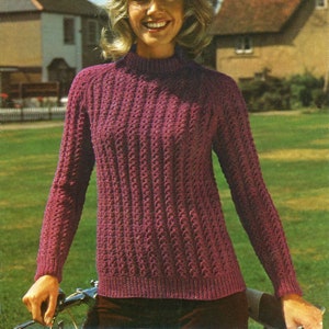 Vintage Ladies Jumper / Sweater, 32"-38" Bust, DK, Knitting Pattern 70s (PDF) Patons 2317