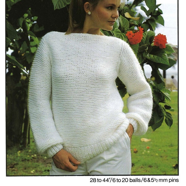 Vintage Ladies Sweater, Chunky, 28"/30"/32"/34"/36"/38"/40" Bust, Knitting Pattern, 70s (PDF) Hayfield 1859