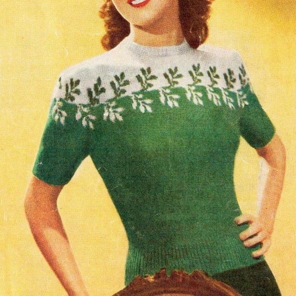 Vintage Ladies Jumper, 33"-35" Bust, 3ply, Knitting Pattern, 40s / 50s (PDF Pattern) Bestway 2085