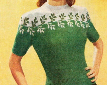 Vintage Ladies Jumper, 33"-35" Bust, 3ply, Knitting Pattern, 40s / 50s (PDF Pattern) Bestway 2085