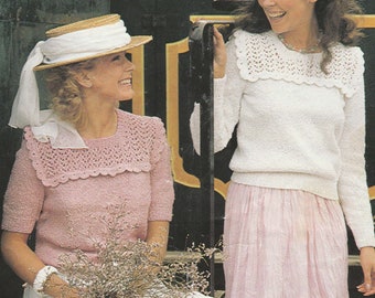 Vintage Ladies Jumper, 30"-38" Bust, Knitting Pattern, 80s (PDF Pattern) Patons 7129