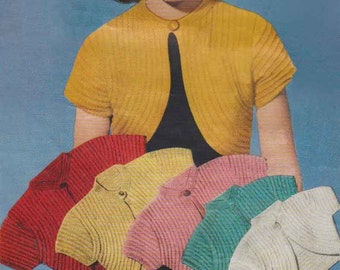 Vintage Girls Bolero, Size 1-10 years, DK, Knitting Pattern, 50s (PDF) Weldons 1440