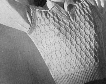 Vintage Ladies Sleeveless Pullover / Tank Top, 32" Bust, 4ply, Knitting Pattern 40s (PDF) Bestway 1379