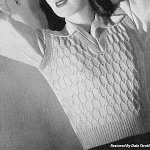 Vintage 4ply Pullover Knitting Pattern: Ladies Sleeveless Tank Top (32" Bust) (PDF)