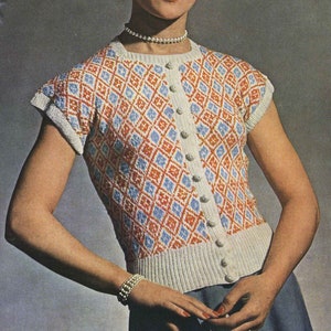 Vintage Ladies Cardigan, 32'-34" Bust, 3ply, Knitting Pattern 50s (PDF) Golden Eagle 911