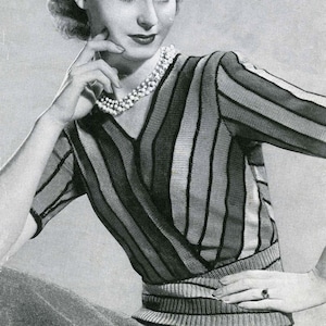 Vintage Ladies Jumper, 34&quot;-36&quot; Bust, 3ply, Knitting Pattern, 50s (PDF) Bestway 952