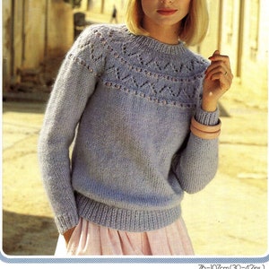 Vintage Ladies Sweater,30"-42" Bust, Aran, Knitting Pattern, 70s (PDF) Wendy 2327