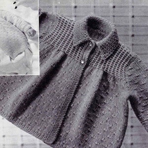 Vintage Baby Matinee Coat / Cardigan 3 Styles, 1-6 months, Quickerknit / Baby Wool, Knitting Pattern, 50s PDF P&B 575 image 4