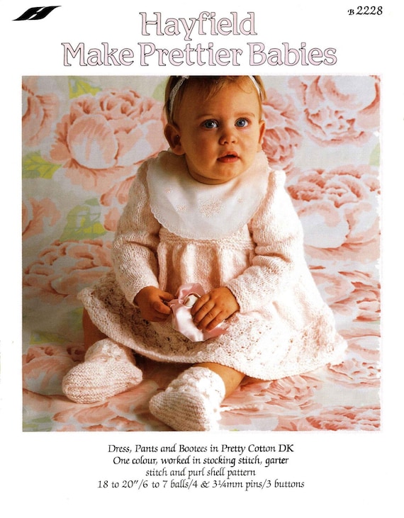 Vintage Baby Dress Pants and Bootees 1820 Chest DK Knitting Pattern 80s PDF Hayfield 2228 Etsy