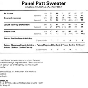 Vintage Ladies Panel Patt Sweater / Jumper, 3242 Bust, DK, Knitting Pattern 80s PDF Patons 7773 image 2