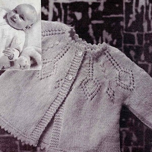 Vintage Baby Matinee Coat / Cardigan 3 Styles, 1-6 months, Quickerknit / Baby Wool, Knitting Pattern, 50s PDF P&B 575 image 2