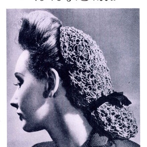 Vintage Ladies Hair Snood, Original Blackberry Pattern, DK Wool or Cotton, Knitting Pattern, 40s (PDF) EM 3
