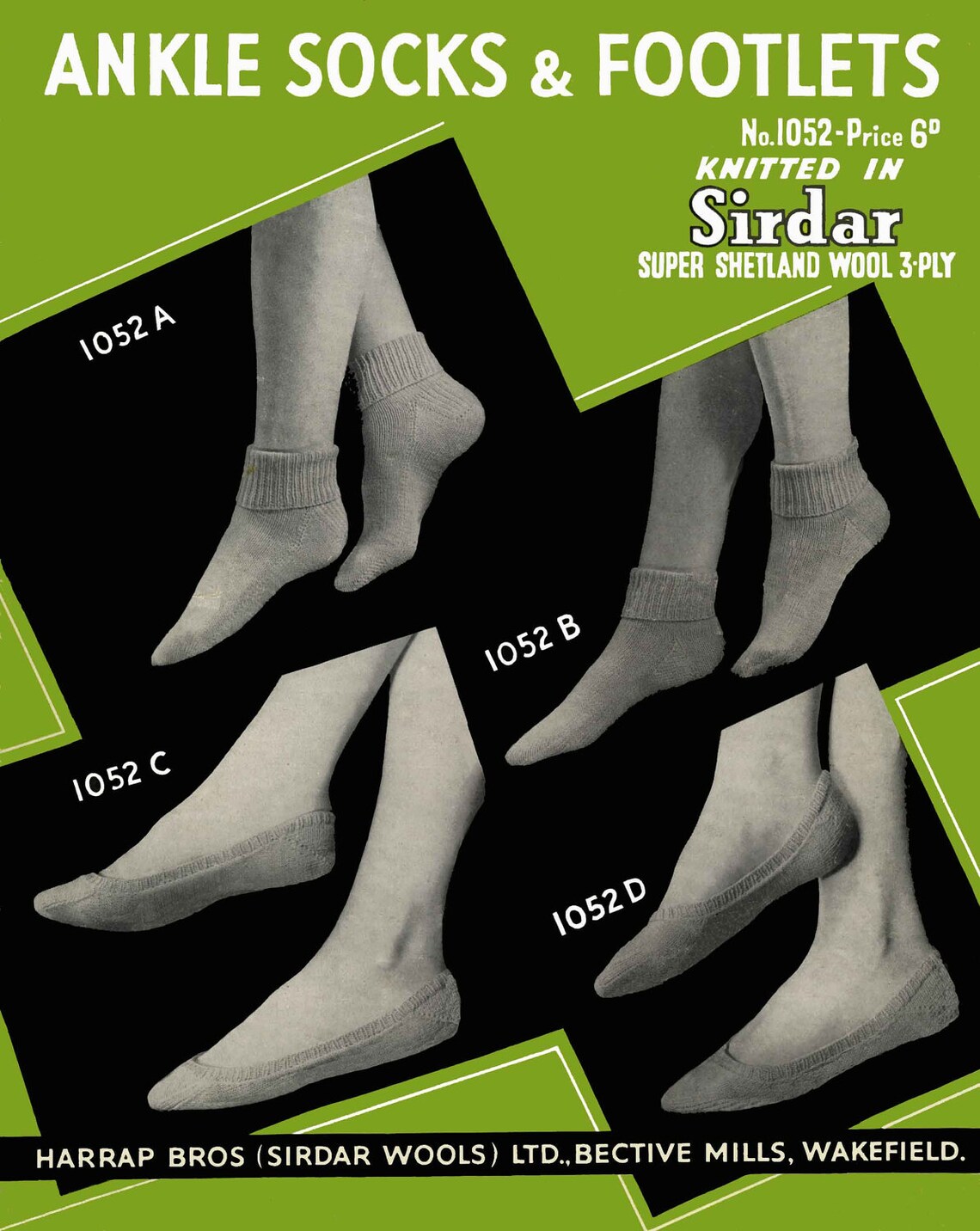 Vintage Ankle Socks and Footlets Knitting Pattern. 1950 PDF Etsy