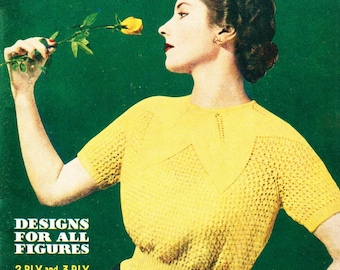 Vintage jaren 50 kanten trui breipatroon: Bestway K127 (pdf)