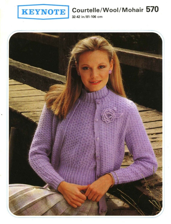 Ladies Twin Set, Cardigan and Jumper, 32-38 Bust, 4ply, 80s