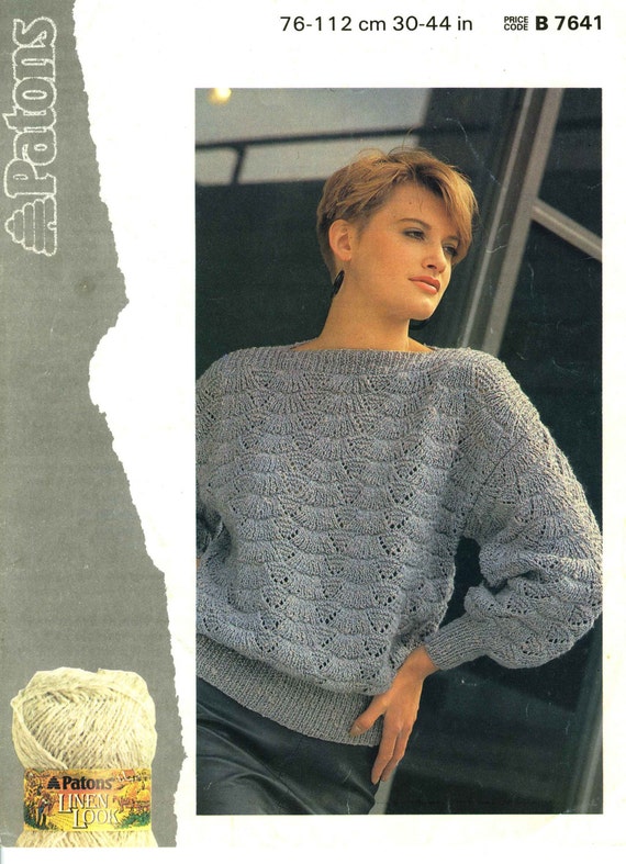 Vintage Ladies Slash Neck Sloppy Sweater Knitting Pattern 1960 1970 Pdf Pattern Patons 7641 Vintage Ladies Slash Neck Sloppy Sweater Knitting Pattern 1960 1970 Pdf Pattern Patons 7641
