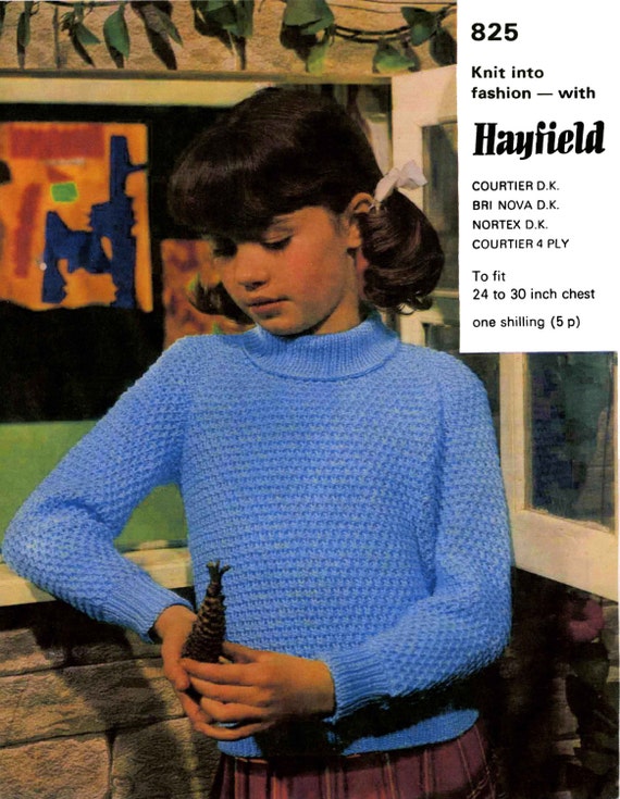 Vintage Girls Sweater Knitting Pattern 1960 PDF Pattern | Etsy
