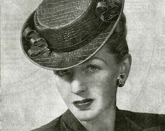 Vintage Ladies Hat and Posy Made In Leather, Sewing Pattern, 40s (PDF) Weldons 438