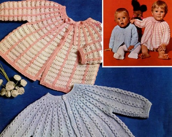 Vintage Baby Matinee Coat / Cardigan, 4ply, Knitting Pattern, 70s (PDF) Patons 6042