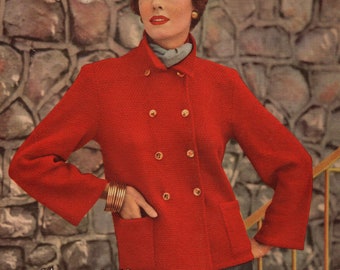 Vintage Ladies Blazer Coat, 34"-36" Bust, 4ply, Knitting Pattern, 50s (PDF) Lavenda 331