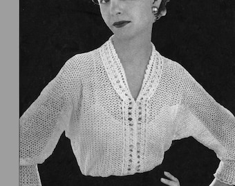 Vintage Ladies Blouse, 36"-38" Bust, Crochet Pattern, 50s (PDF) Shell 4615