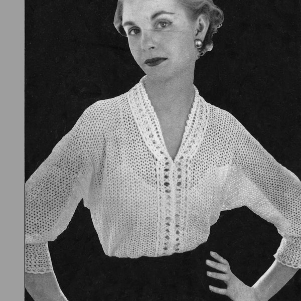 Vintage Ladies Blouse, 36"-38" Bust, Crochet Pattern, 50s (PDF) Shell 4615