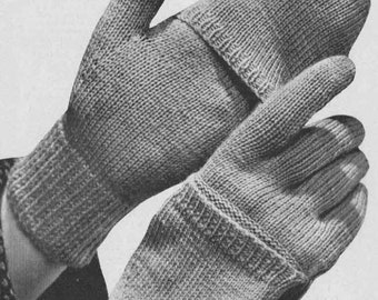 Vintage Gloves with finger mitts, Children's 10-12 years, Ladies, Men's in 3ply & 4ply, Knitting Pattern 50s (PDF) Bestway 2521 (A2521)