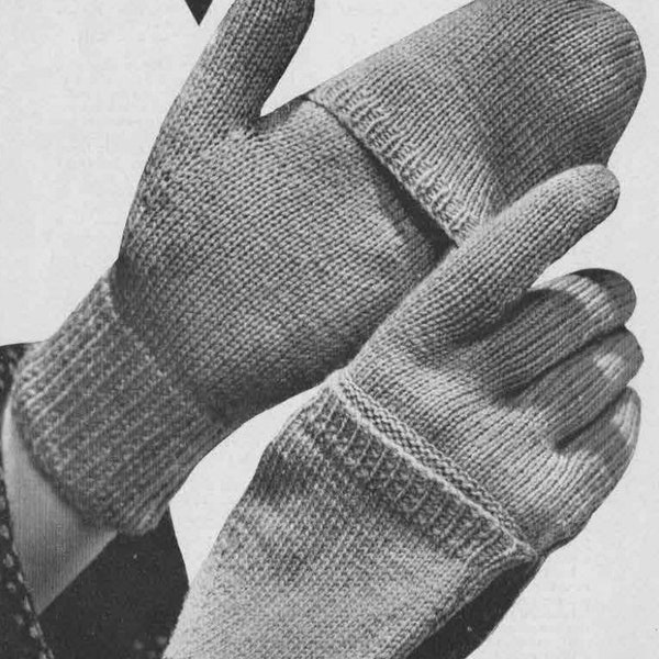 Vintage Gloves with finger mitts, Children's 10-12 years, Ladies, Men's in 3ply & 4ply, Knitting Pattern 50s (PDF) Bestway 2521 (A2521)