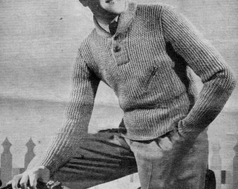 Vintage Men's Cycling Sweater, 38"-40" Chest, DK, Knitting Pattern, 30s (PDF)