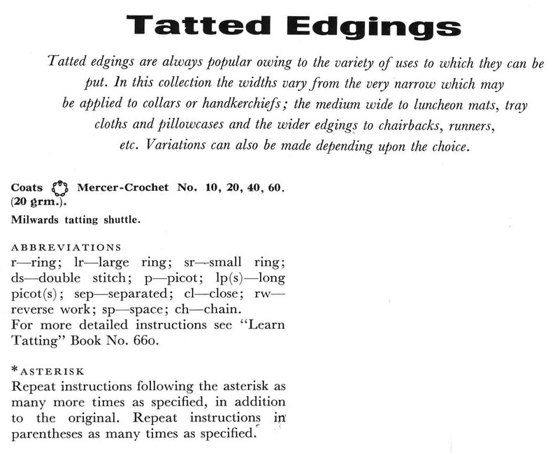 Vintage Tatting, Tatting Edgings, Tatting Pattern, 50s PDF Coats 868 image 2