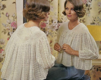 Vintage Ladies Bed Jacket, 3ply, Crochet Pattern, 60s (PDF) Pattern, Sirdar 2473