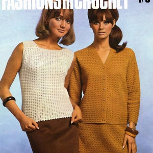 Vintage Ladies Quartet, Sleeveless Sweater, Skirt & Cardigan, Dress, 3ply, 4ply, DK, 32"-38" Bust, Crochet Pattern, 60s (PDF) Patons 7007