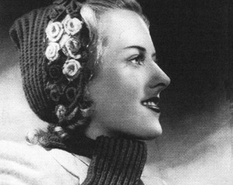 Vintage 40s Pixie Cap Knitting and Crochet Pattern (PDF)