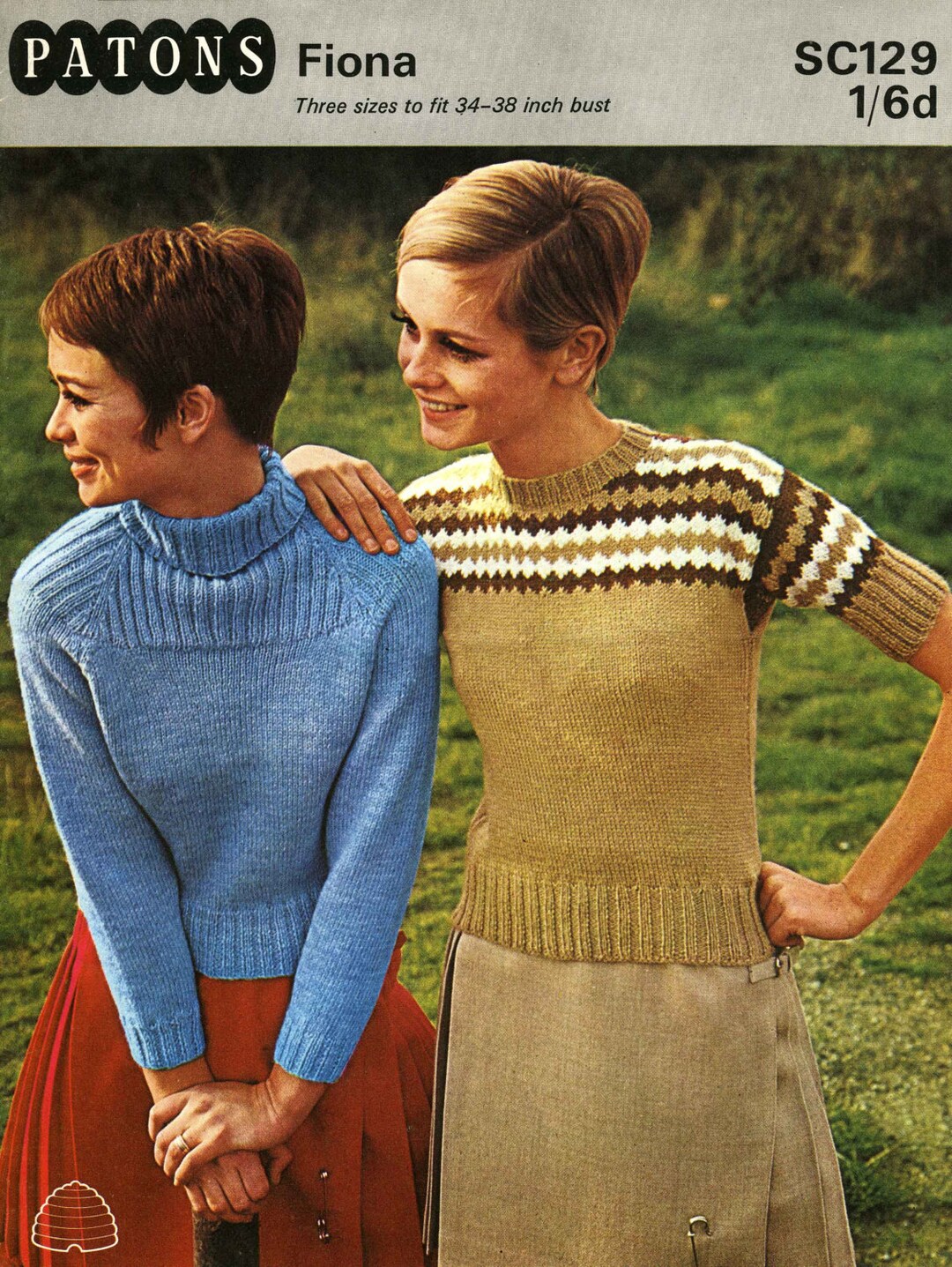 トップス vintage Shetland wool knit khaki Vintage Ladies Sweater / Jumper, Shetland Look, Polo, Round