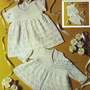Vintage Baby Coat and Dress, DK, Knitting Pattern, 70s (PDF) Patons 6444