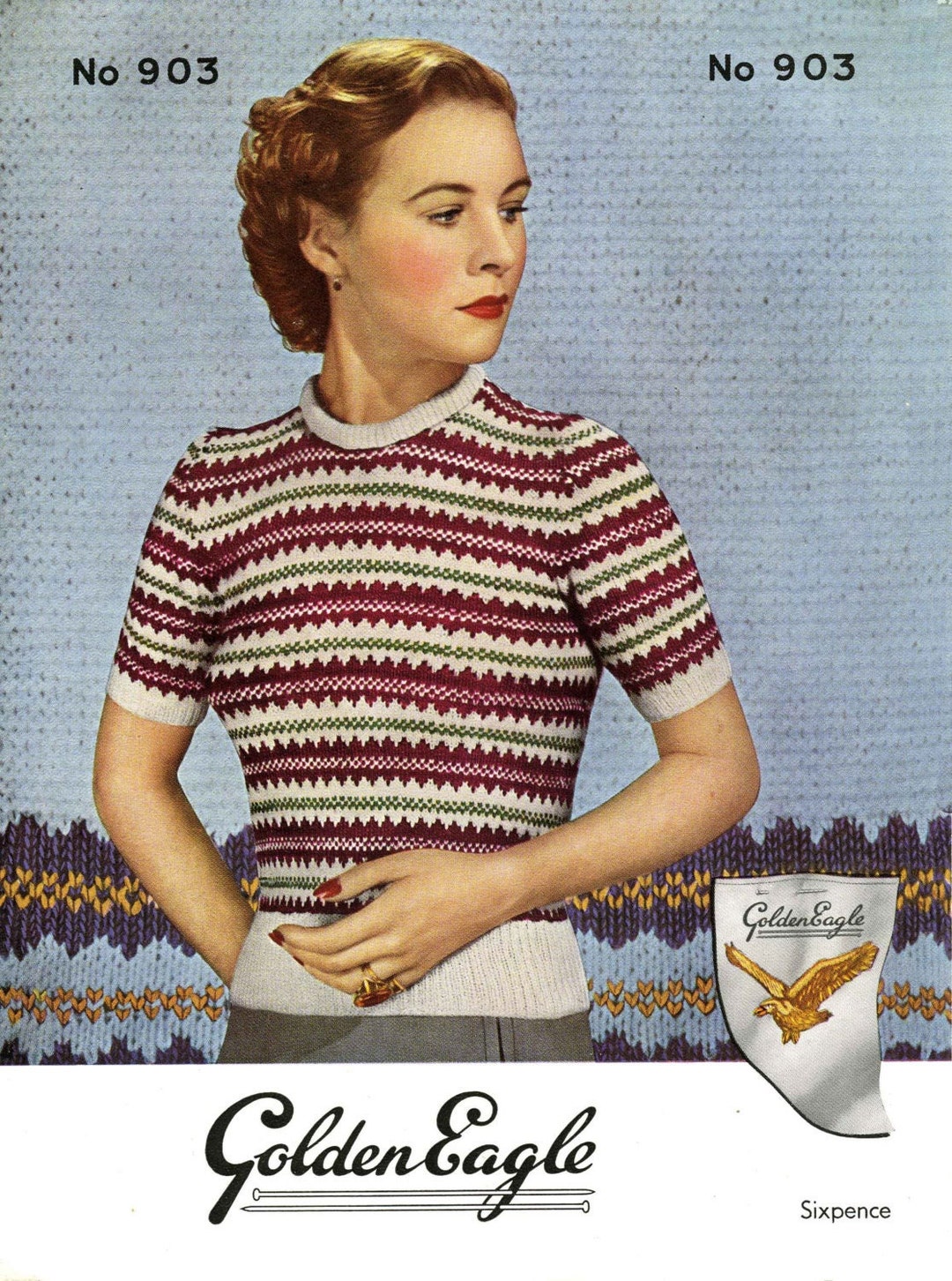 Ladies Fair Isle Jumper 32 Bust Vintage 50s Knitting - Etsy UK