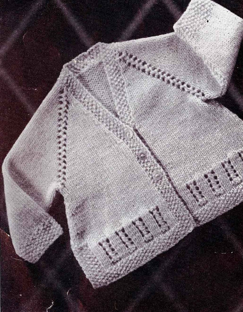 Vintage Baby Matinee Coat / Cardigan 3 Styles, 1-6 months, Quickerknit / Baby Wool, Knitting Pattern, 50s PDF P&B 575 image 3