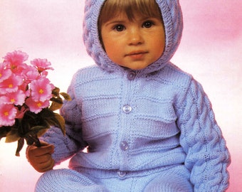 Vintage Children's Jacket / Cardigan and Trousers, 20"-24" Chest, DK, Knitting Pattern 80s (PDF) Sirdar 3423