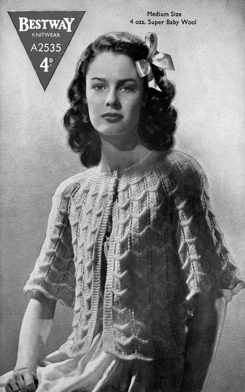 Vintage Ladies Bed Jacket Knitting Pattern 1940/1950 PDF Etsy