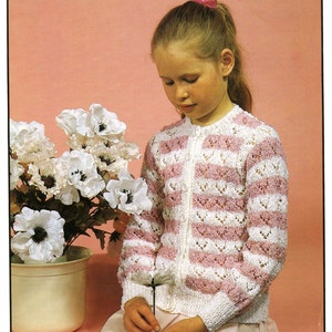 Vintage Girl's Cardigan, DK, Knitting Pattern, 70s PDF Hayfield 1909 image 1