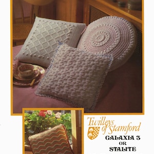 Vintage Cushion Covers, 3 Styles, Round and Square, 4ply, Knitting Pattern & Crochet Pattern 80s PDF Twilleys 6637 image 1